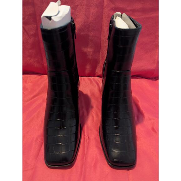 Lisa Vicky “Craze V.” Black Croco Boots – Size 8 – Brand New - Picture 1 of 6